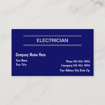 Simple Electrician Business Cards by BusinessTemplate at Zazzle