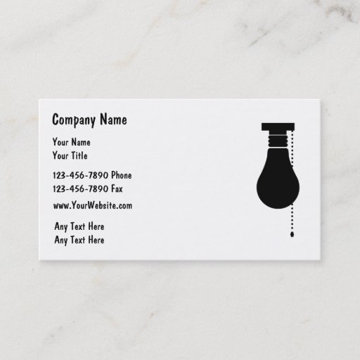 Customizable Simple Electrician Business Cards