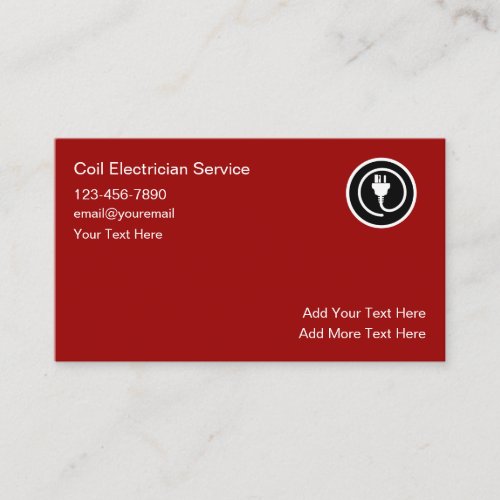 Simple Electrician Business Cards Red