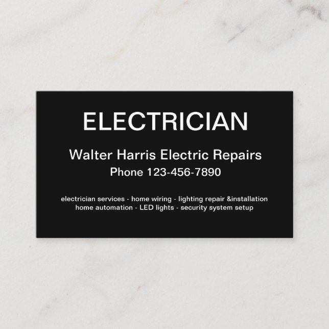 Simple Electrician Design Business Card (Front)