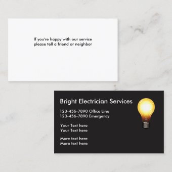 Simple Electrician Light Bulb Design Business Card | Zazzle