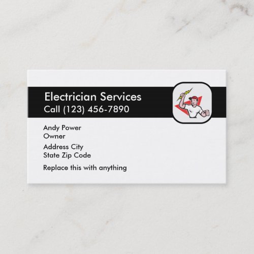 Simple Electrician Service Business Cards
