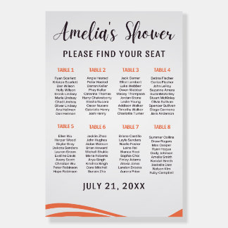 Simple Elegan Editable Bridal Shower Seating Chart Foam Board