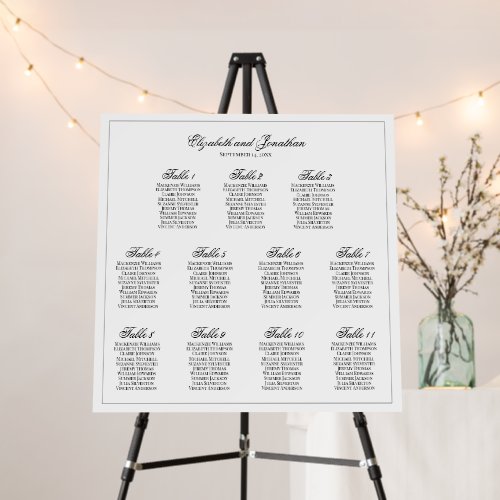 Simple Elegance 11 Table Wedding Seating Chart Foam Board