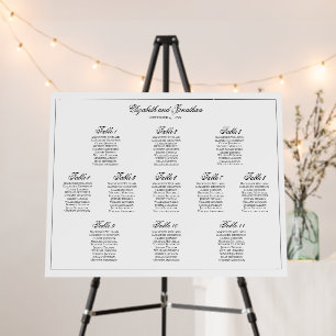Simple Elegance 11 Table Wedding Seating Chart Foam Board