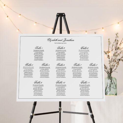 Simple Elegance 11 Table Wedding Seating Chart Foam Board