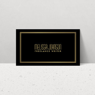 Simple Elegance Art Deco Style Black/Faux Gold Business Card