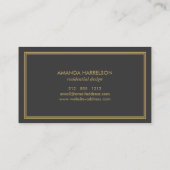 Simple Elegance Art Deco Style Gray/Gold Business Card (Back)