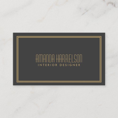 Simple Elegance Art Deco Style GrayGold Business Card