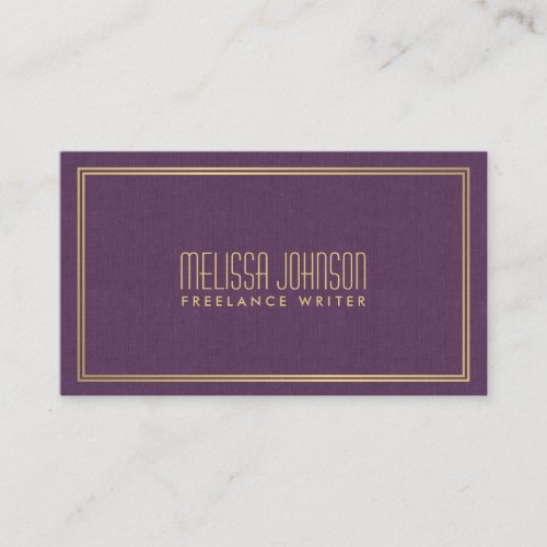 Simple Elegance Art Deco Style PurpleFaux Gold Business Card