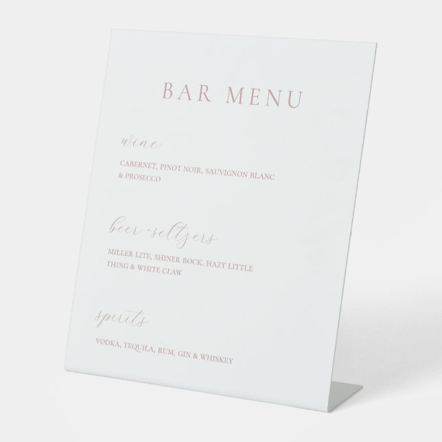 Simple Elegance Bar Menu Sign (Front)