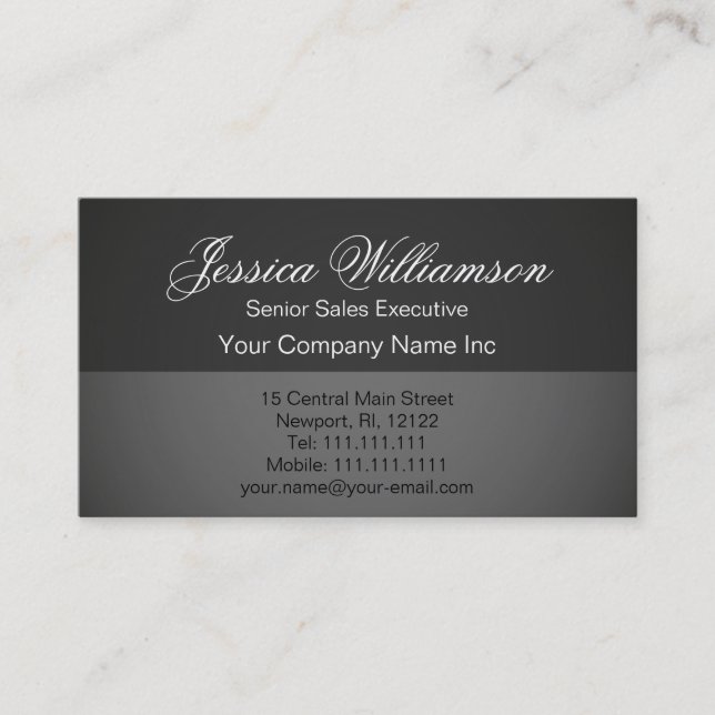 Simple Elegance Basic Gray Professional Business Card (Front)
