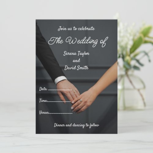 Simple Elegance Black White  Gray Wedding Card