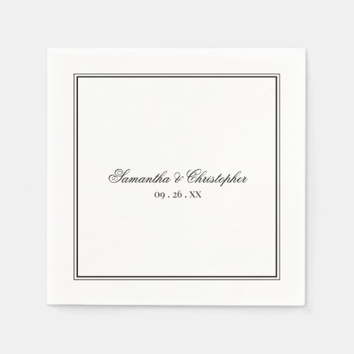Simple Elegance Black  White Script Wedding Napkins