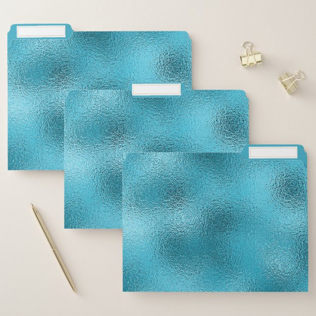Simple Elegance Blue Metallic Chic File Folder (Set)