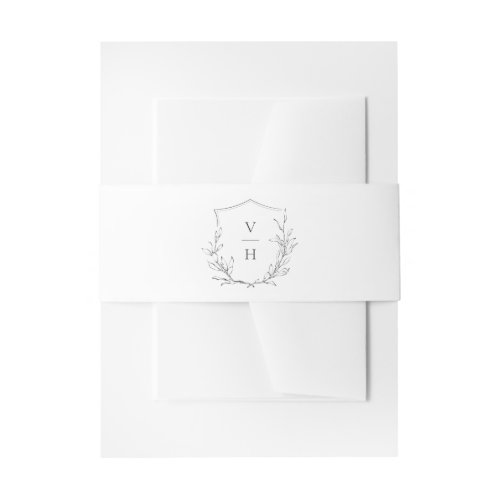 Simple elegance botanical crest monogram wedding invitation belly band