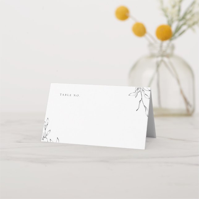 Simple elegance botanical crest monogram wedding place card (Front)