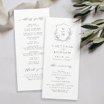 Simple elegance botanical crest monogram wedding  Program<br><div class="desc">Monogrammed initials framed by elegant crest and hand illustrated botanical leaves,  your event details in elegant script and classic font,  simple and luxury.  Great black and white programs for modern classic wedding,  simple formal wedding,  elegant botanical garden wedding. 
See all the matching pieces in the collection.</div>