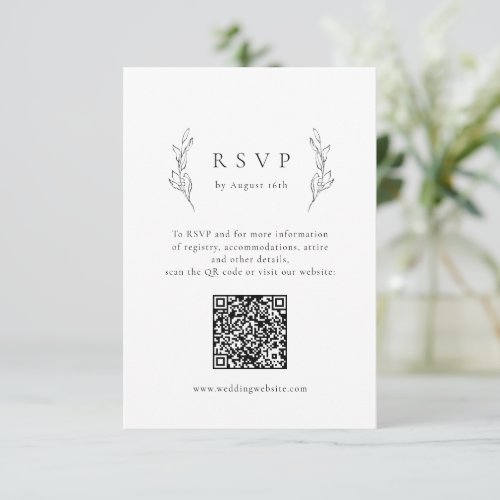 Simple elegance botanical greenery QR code wedding RSVP Card