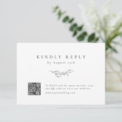 Simple elegance botanical greenery QR code wedding RSVP Card