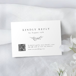 Simple elegance botanical greenery QR code wedding RSVP Card