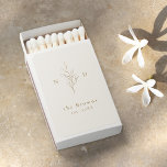 Simple elegance botanical leaves monogram wedding matchboxes<br><div class="desc">Monogrammed initials and elegant hand illustrated botanical leaves in gold and beige,  simple and luxury.  Great for modern classic wedding,  simple formal wedding,  elegant botanical garden wedding. 
See all the matching pieces in the collection.</div>