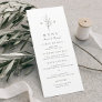 Simple elegance botanical leaves monogram wedding  menu