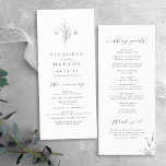 Simple elegance botanical leaves monogram wedding  program<br><div class="desc">Monogrammed initials and elegant hand illustrated botanical leaves,  your event details in elegant script and classic font,  simple and luxury.  Great black and white programs for modern classic wedding,  simple formal wedding,  elegant botanical garden wedding. 
See all the matching pieces in the collection.</div>