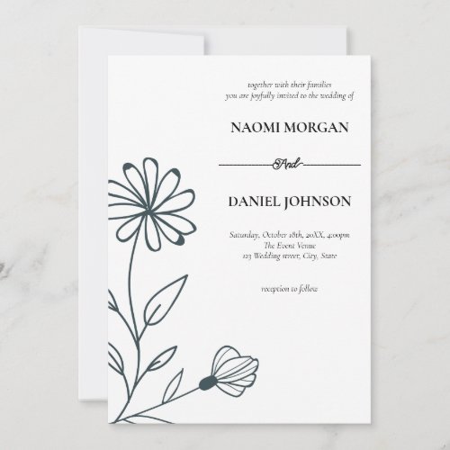 Simple elegance botanical monogram invitation