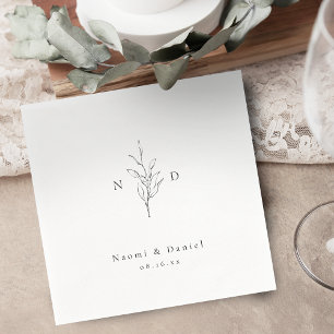 Simple elegance botanical monogram rustic wedding  napkins