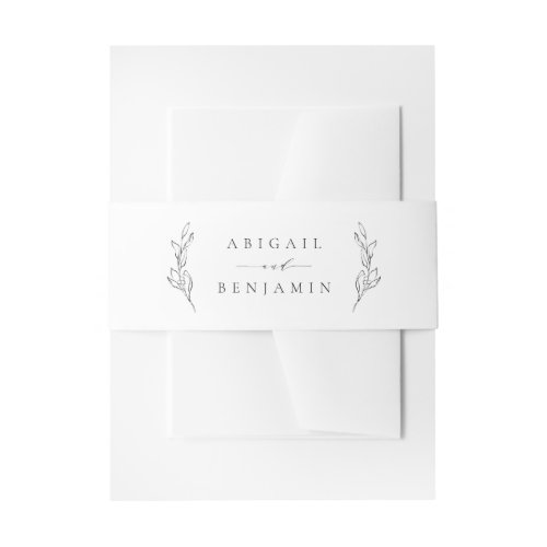 Simple elegance botanical wreath wedding invitation belly band