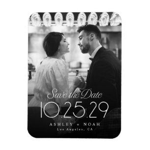 Simple Elegance Classy Script Photo Wedding Magnet