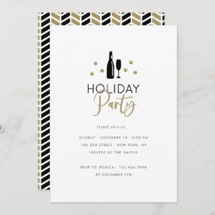 Simple Elegance Cocktail Bubbles Holiday Party Invitation