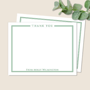 Simple Elegance Forest Green Thank You Note Card