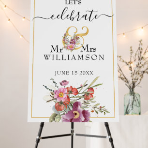 Simple Elegance, Gold Ampersand with Pink Flowers Foam Board