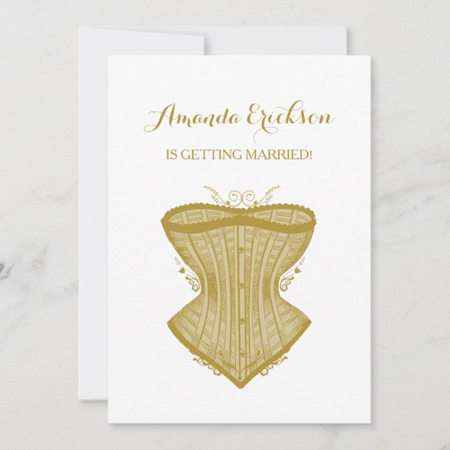 Simple Elegance Gold Corset Lingerie Bridal Shower Invitation (Front)