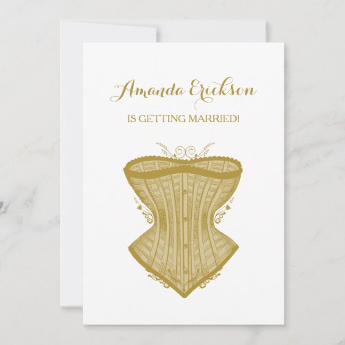 Simple Elegance Gold Corset Lingerie Bridal Shower Invitation