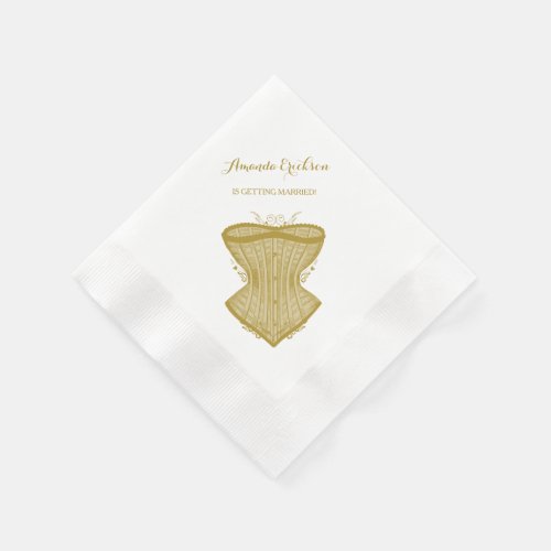 Simple Elegance Gold Corset Lingerie Bridal Shower Napkins