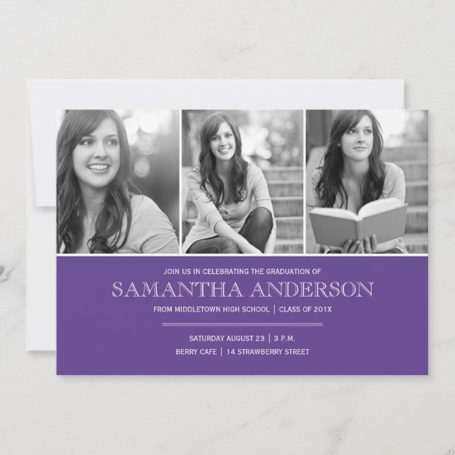 Simple Elegance Graduation Invitation - Purple (Front)