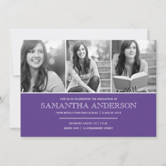 Simple Elegance Graduation Invitation - Purple
