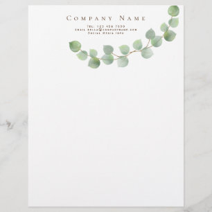 Simple Elegance Green Eucalyptus Company Details Letterhead