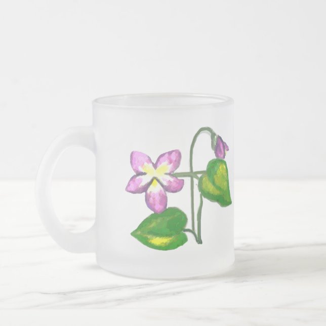 Simple Elegance Humble Violet Frosted Glass Coffee Mug (Left)
