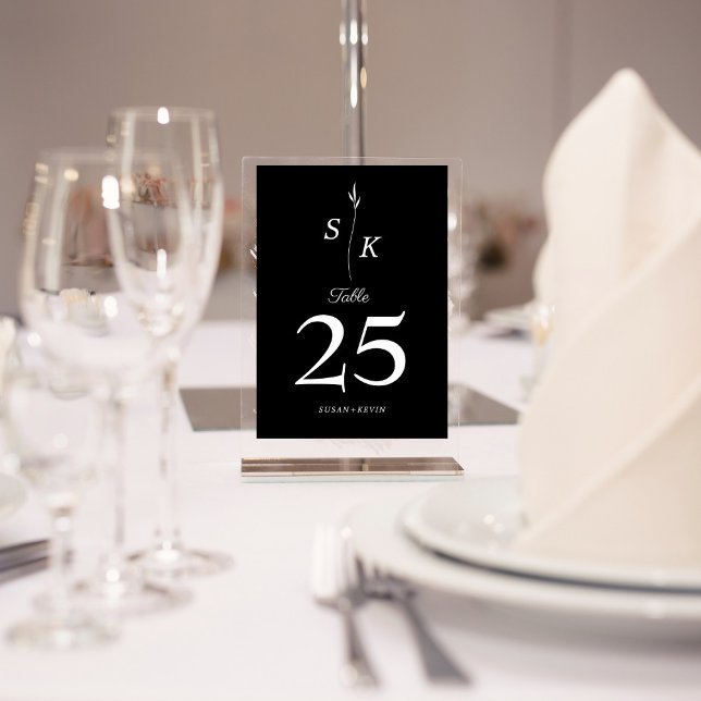 Simple Elegance Leaf Monogram Chic Wedding Table Number (Creator Uploaded)