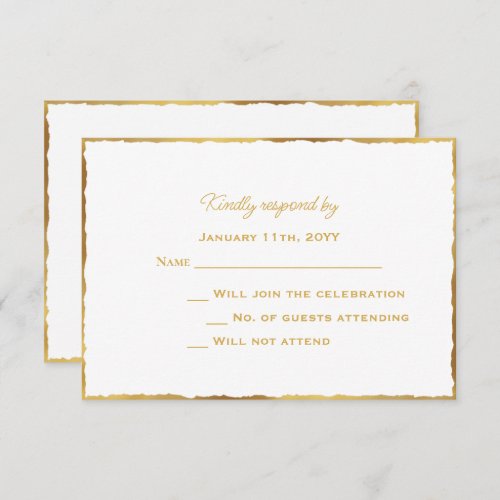 Simple Elegance Luxe Gold Edge Wedding RSVP Card