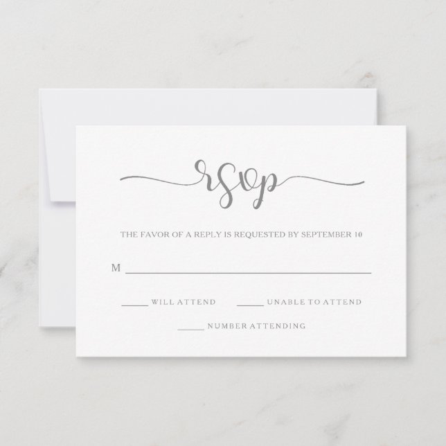 Simple Elegance | Minimal Gray and White RSVP (Front)