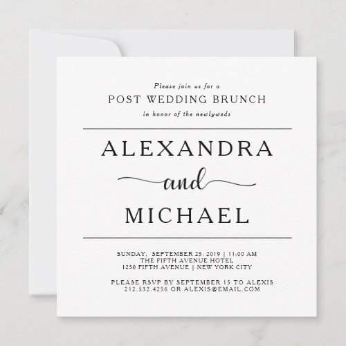 Simple Elegance  Minimalist Post Wedding Brunch Invitation