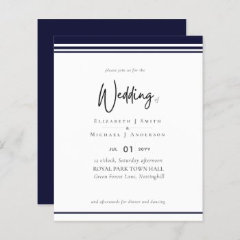Simple Elegance Navy Blue Modern Budget Wedding