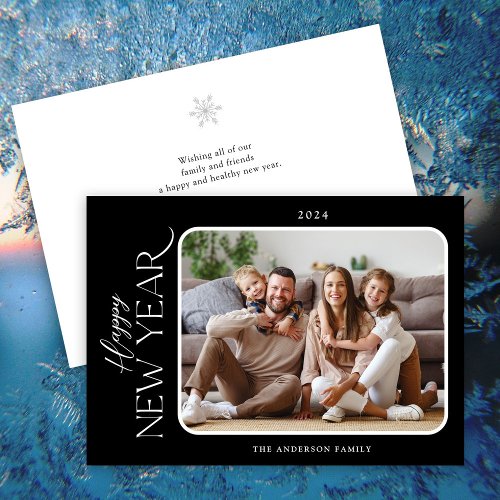 Simple Elegance New Years Photo Holiday Card