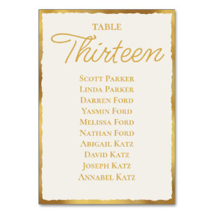 Simple Elegance Off White Gold Edge Seating Chart Table Number