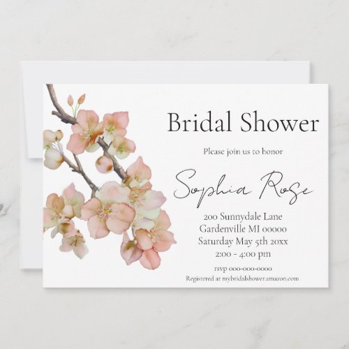 Simple elegance orange floral green bridal shower  invitation